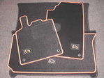 Velours floor mats set 3 pieces Smart Fortwo 450 in Orange